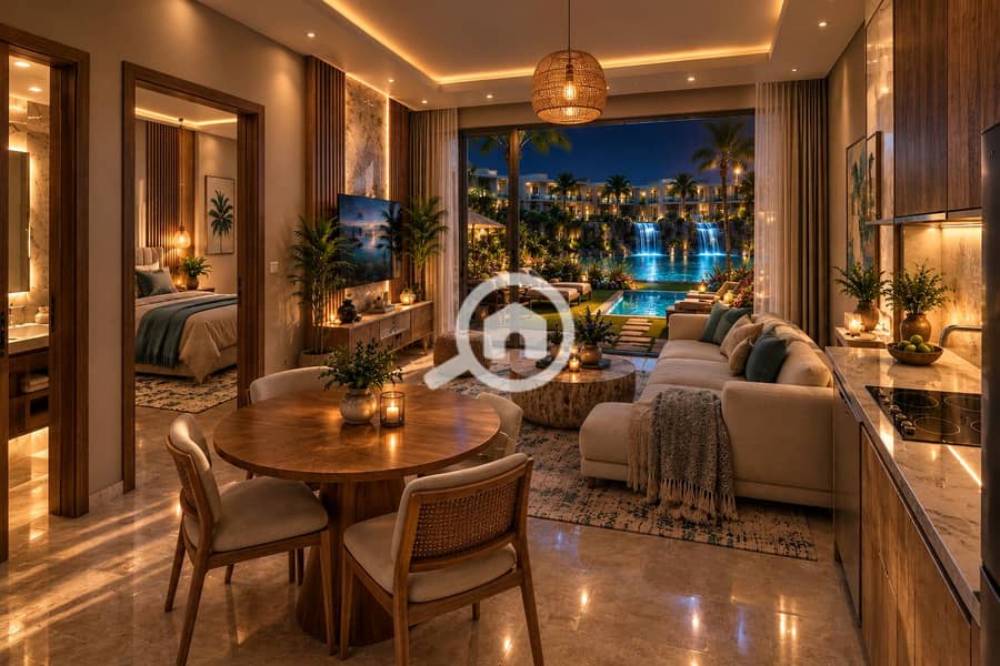 Luxurious Resort Apartment 1Bed at Night. png Luxurious Resort Apartment 1Bed at Night. png
