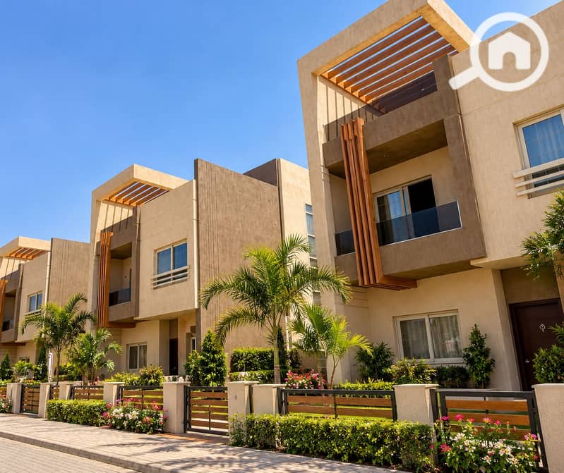 4 Modern Townhouse Row with Tropical Landscaping. png
