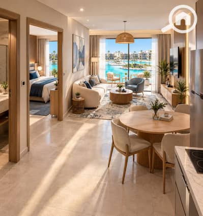 3 Bedroom Apartment for Sale in Hurghada, Red Sea - Sunlit Coastal Resort Apartment Living Space. png 3 Bedroom Apartment for Sale in Hurghada, Red Sea - Sunlit Coastal Resort Apartment Living Space. png