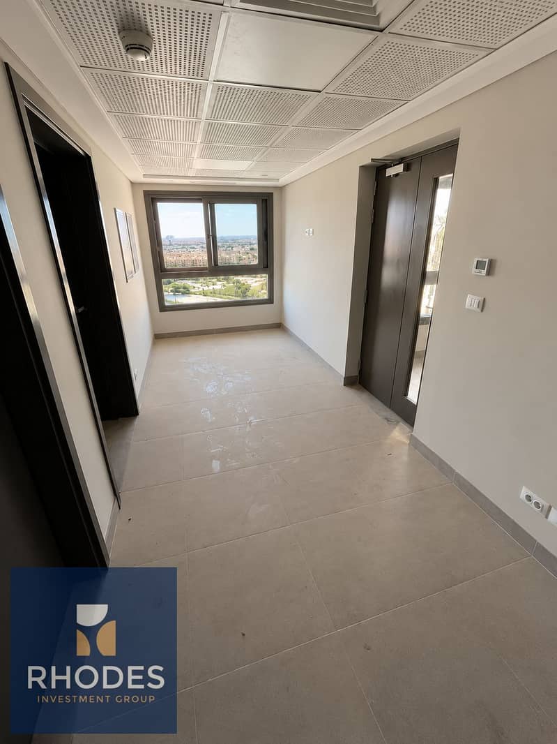 3 Modern Sunlit Hallway with City View. png
