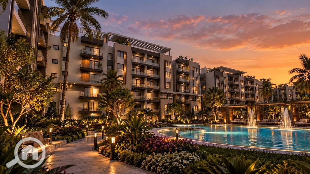 2 Sunset Resort Courtyard by the Pool. png