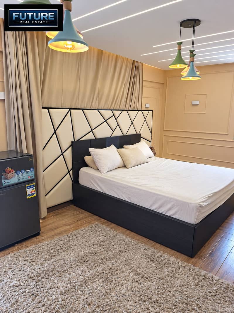 Modern Bedroom with Geometric Headboard. png Modern Bedroom with Geometric Headboard. png