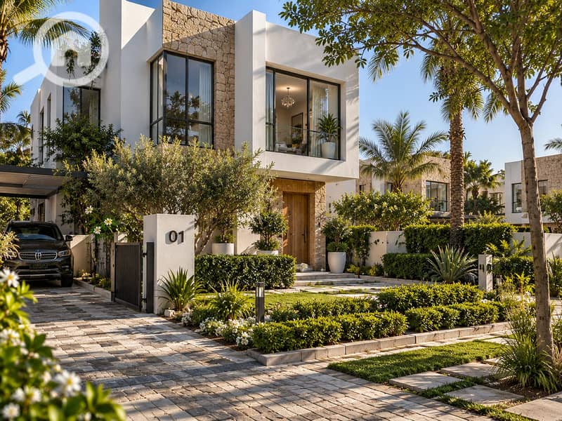 Modern Villa Courtyard with Lush Landscaping. png Modern Villa Courtyard with Lush Landscaping. png
