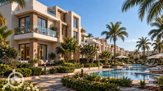 2 Bedroom Chalet for Sale in Ain Sukhna, Suez - Lush Modern Villa Pool Courtyard. png