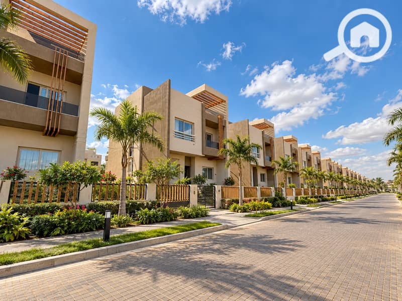 9 Modern Villas Along a Palm-Lined Street. png