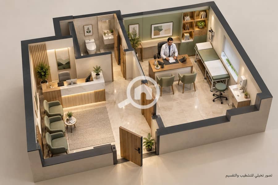 2 Warm modern medical clinic cutaway. png