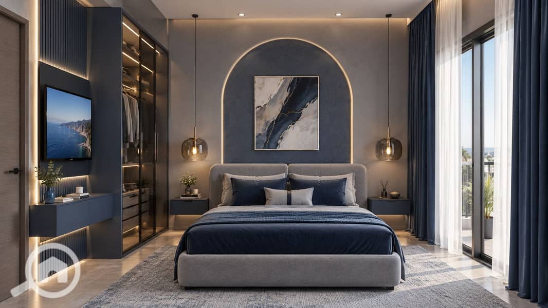 Luxurious Navy and Grey Bedroom. png Luxurious Navy and Grey Bedroom. png