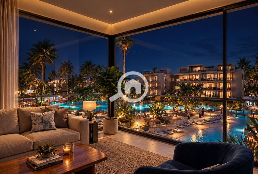 20 Luxury Living Room Overlooking Resort Nightscape. png