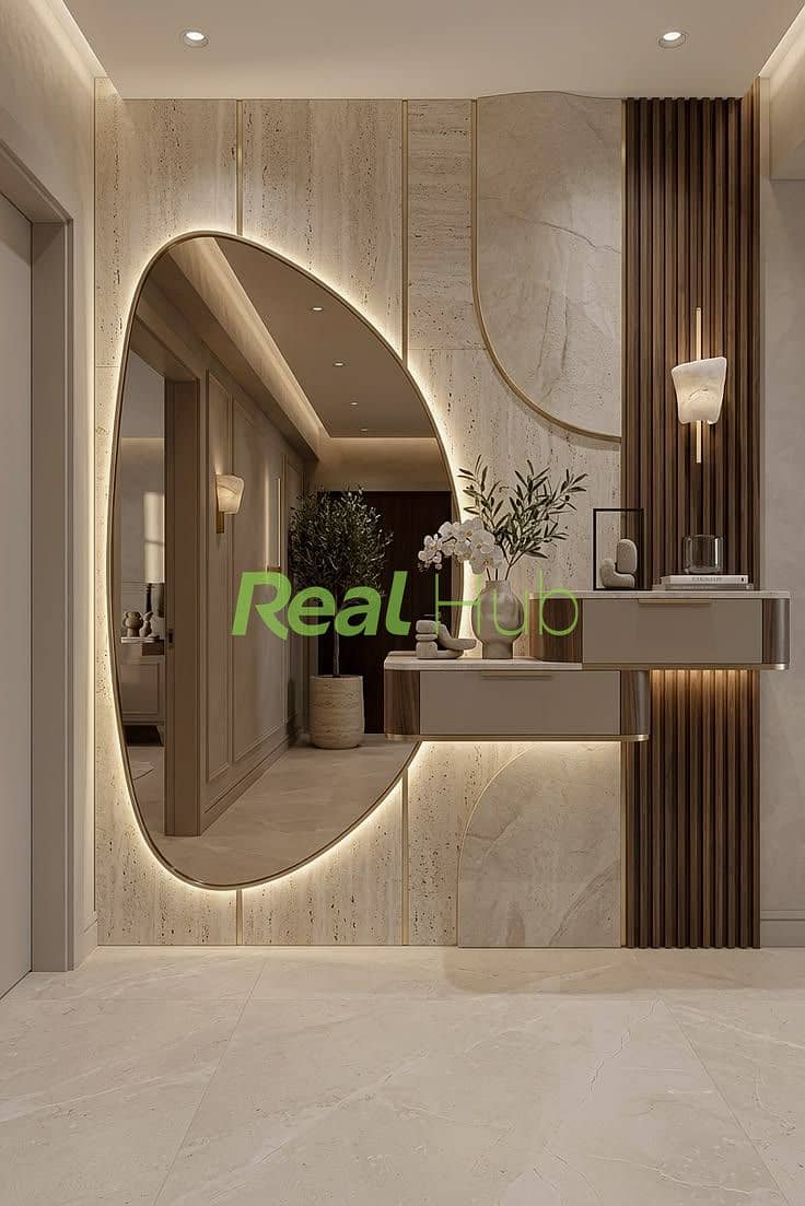 7 Luxury Hallway with Sculptural Mirror Glow. jpeg