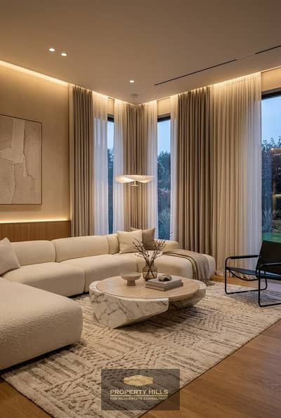 شقة 3 غرف نوم للبيع في 6 اكتوبر، الجيزة - Luxury Modern Living Room with Sculptural Marble Coffee Table. jpeg شقة 3 غرف نوم للبيع في 6 اكتوبر، الجيزة - Luxury Modern Living Room with Sculptural Marble Coffee Table. jpeg