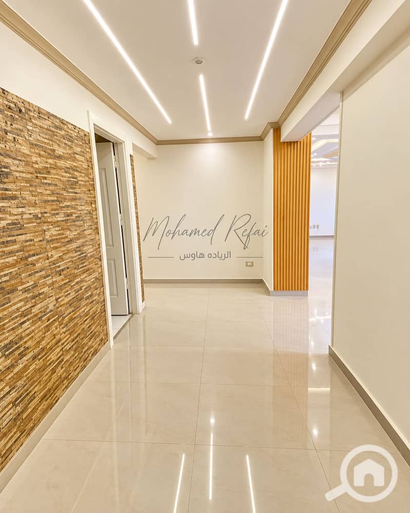 4 Modern Glossy Hallway with Stone and Wood Accents. png
