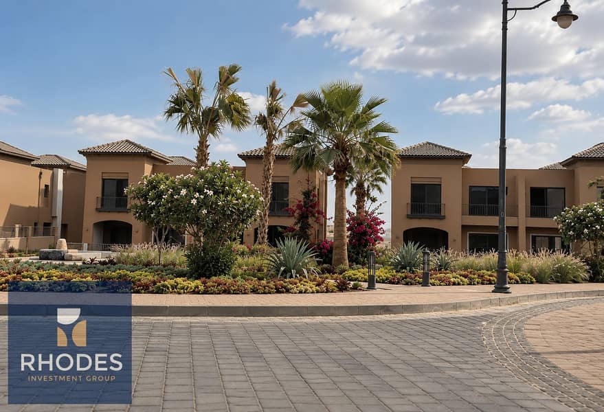 2 Mediterranean Villas Around a Landscaped Roundabout. png