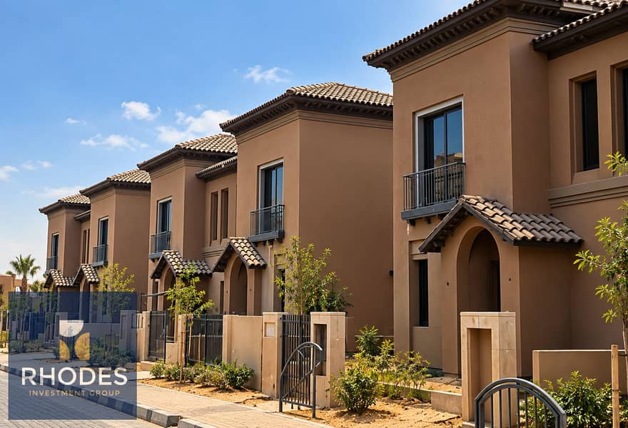 3 Mediterranean Townhouse Row in Warm Daylight. png